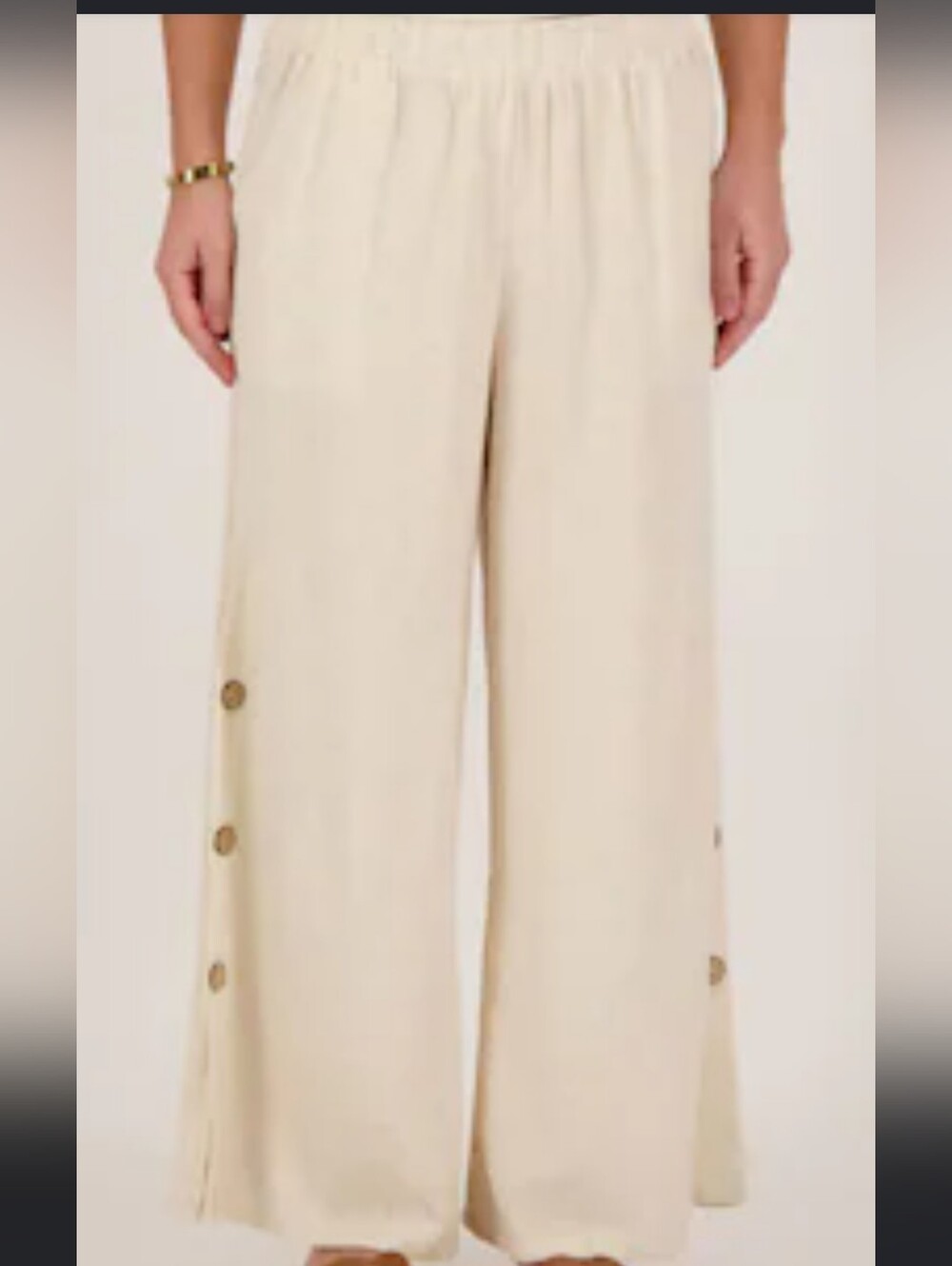 Leo & Nicole Wide Leg Rayon &  Linen Pants Black